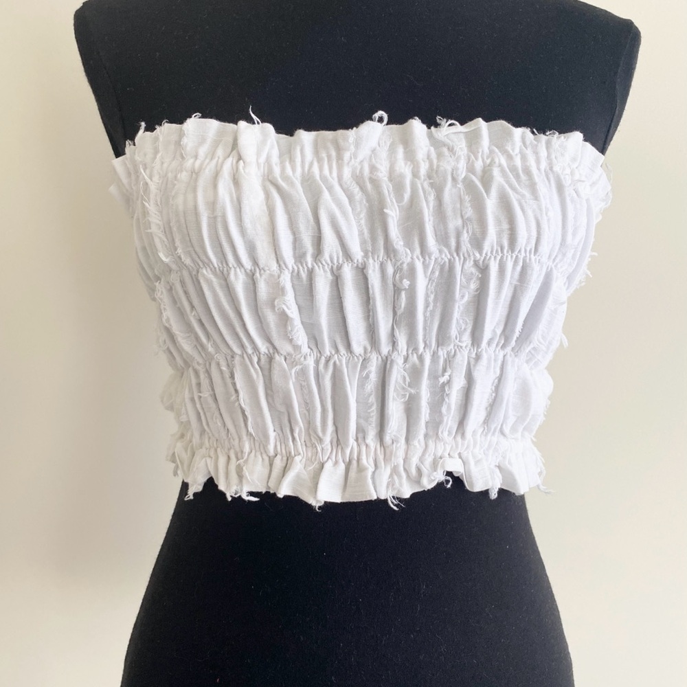 Steele. White Smocked Tube Top size small- white cropped tube top - Picture 4 of 5